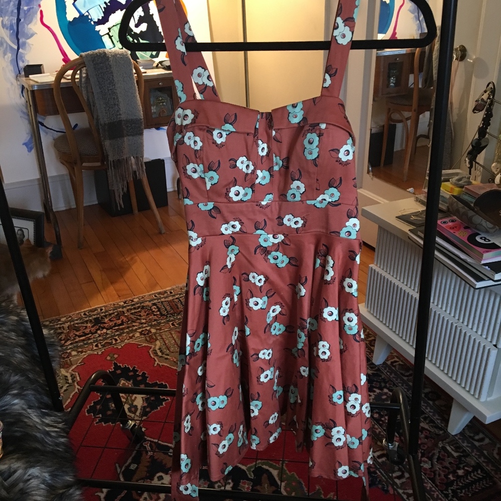 burnt orange flower sundress